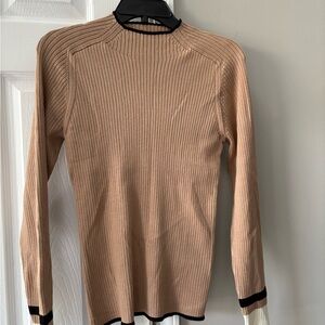 Cable & Gauge Tan Ribbed Women's Sweater